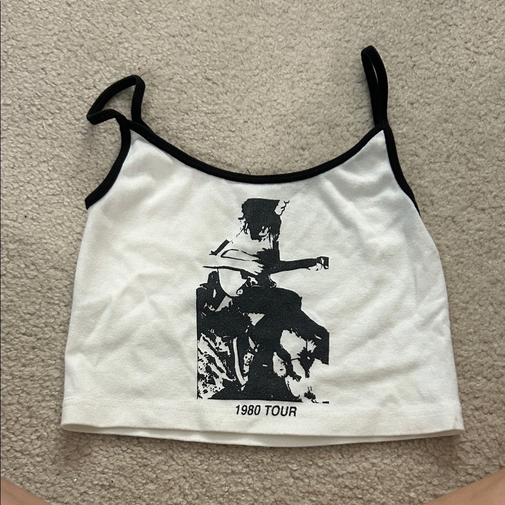 brandy melville/john galt 1980 tour white cropped tank top